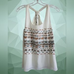 Greylin White Beaded Tank Top Size Small